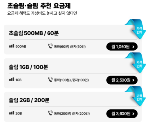 KT 스카이라이프 알뜰폰 1050원 초저가 슬림 요금제