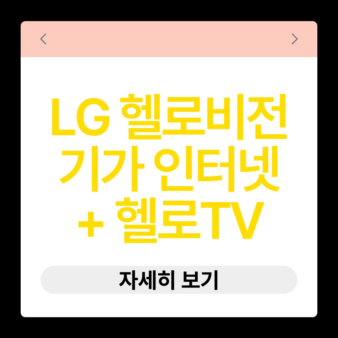 LG 헬로비전 기가 인터넷 + 헬로tv 요금제 4종 가격 총정리