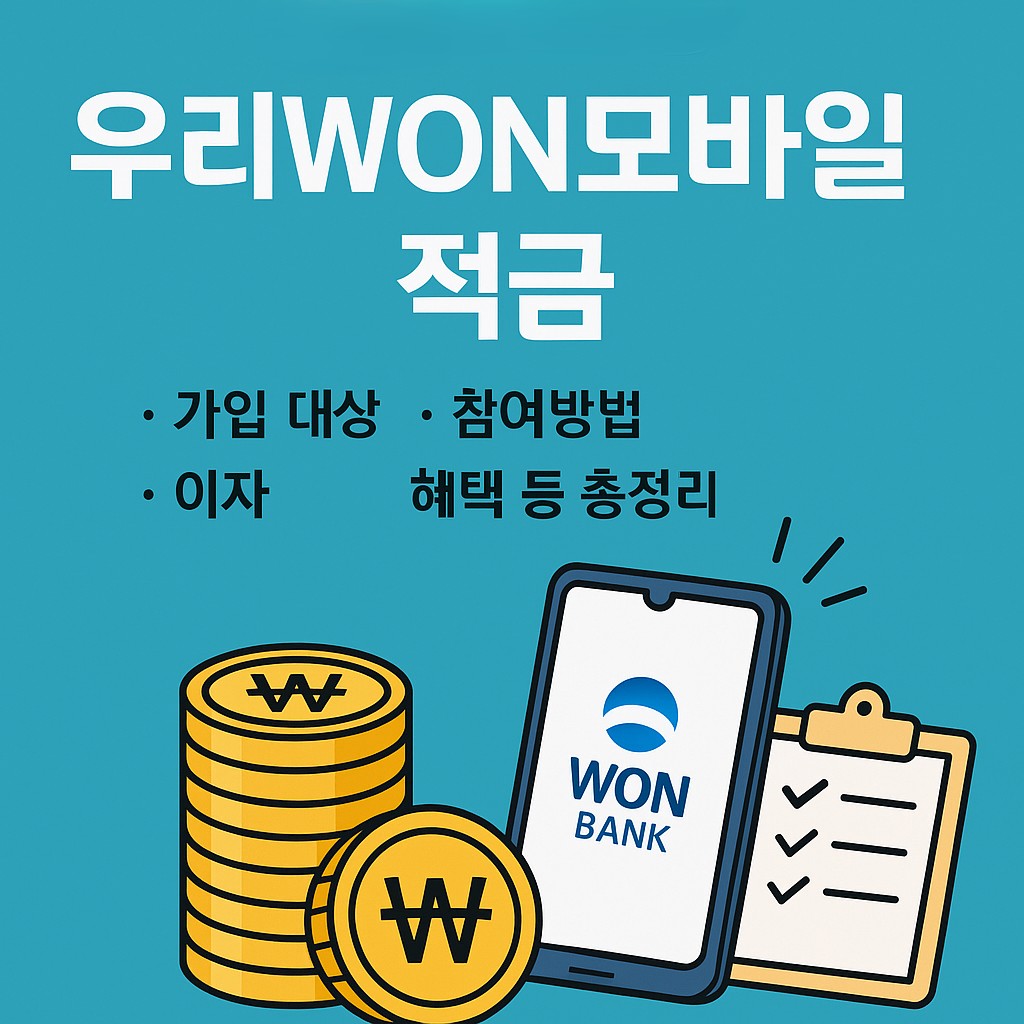 우리은행 우리원모바일 적금 가입, 대상, 참여방법, 이자, 혜택 등 총정리