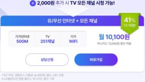 유무선 인터넷 + 모든 채널 (251채널)