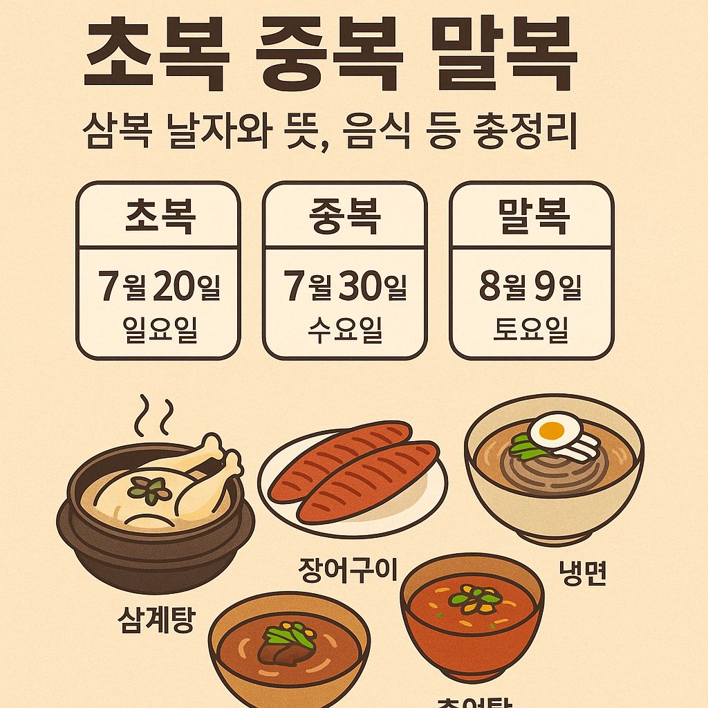 2025년 초복 중복 말복 삼복 날짜와 뜻, 음식