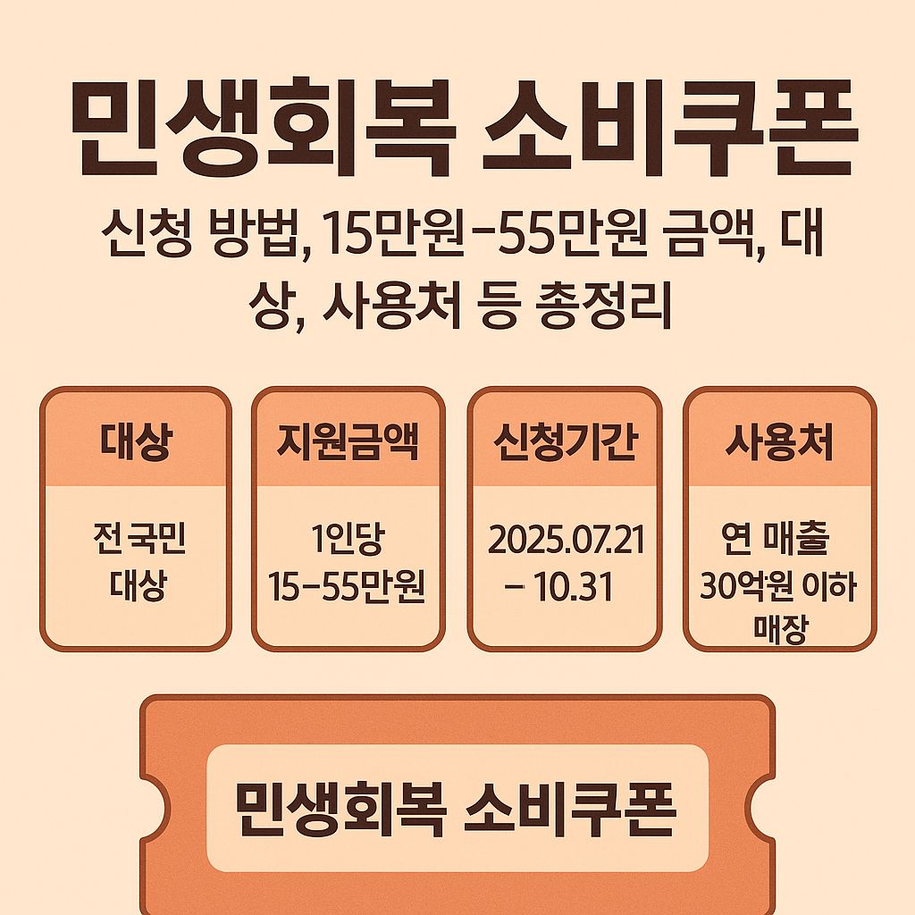민생회복 소비쿠폰 신청 방법, 15만원~55만원 금액, 대상, 사용처 등 총정리