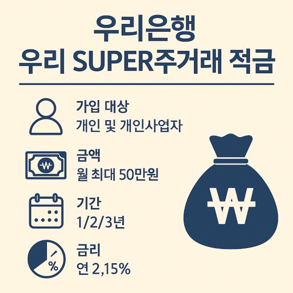 우리은행 우리 SUPER주거래 적금 가입 대상, 금액, 기간, 금리, 이자 등 총정리
